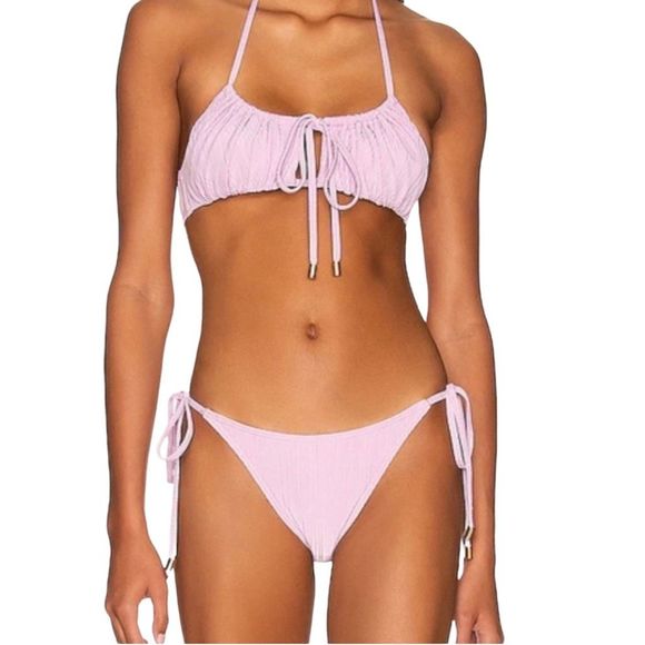 MinkPink x Revolve Lilac Two Piece Swim Suit - Size Large - Picture 1 of 6